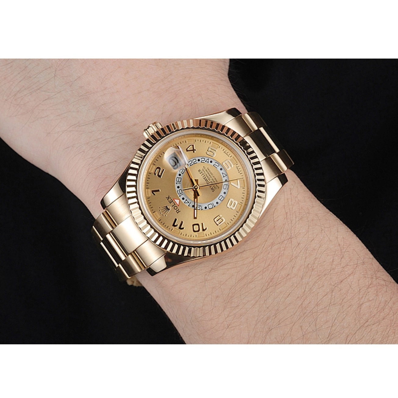 Aaa replica watch Yellow 2012 Perpetual Rolex Dweller Special Edition Gold Sky 80243 Oyster 0806